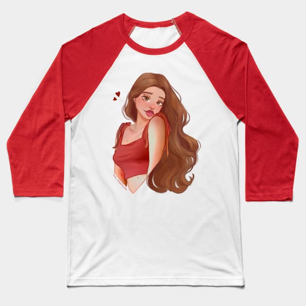 Heart Girl Baseball T-Shirt by Nixi